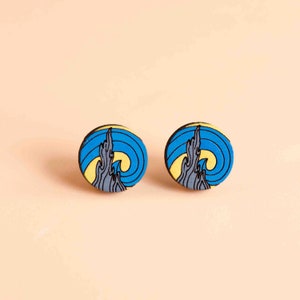 Hand-painted The Starry Night Earrings Art Earrings Inspired by Vincent Van Gogh