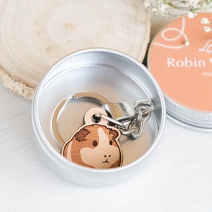 Handmade Wooden Keychain Cute Guinea Pig Keyring Keychain Womens Girls Gift by Robinvalley Studio image 3