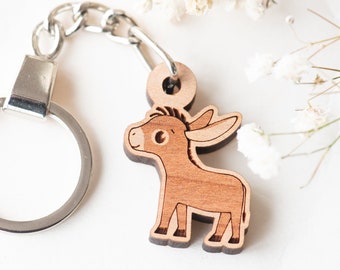 Handmade Wooden Keychain Donkey Keychain Womens Girls Gift by Robinvalley Studio