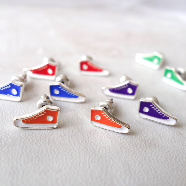 Colourful funky enamel converse boots shoes stud earrings girls womens jewellery by TheLittleBig