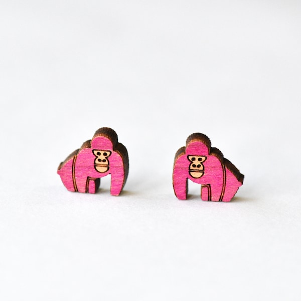 Cute Gorilla Head Stud Earrings | Plastic Novelty Earrings (S500) - View #12