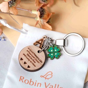 Hand-painted Lucky Clover Best Friend Keyring Personalised Gift For Friend