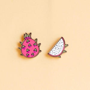 Hand-painted Dragon Fruit Wooden Earrings Womens Earrings Gift Robin Valley Studio