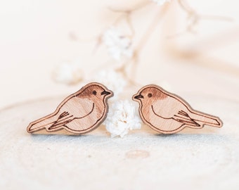 Wooden bird earrings Clearance