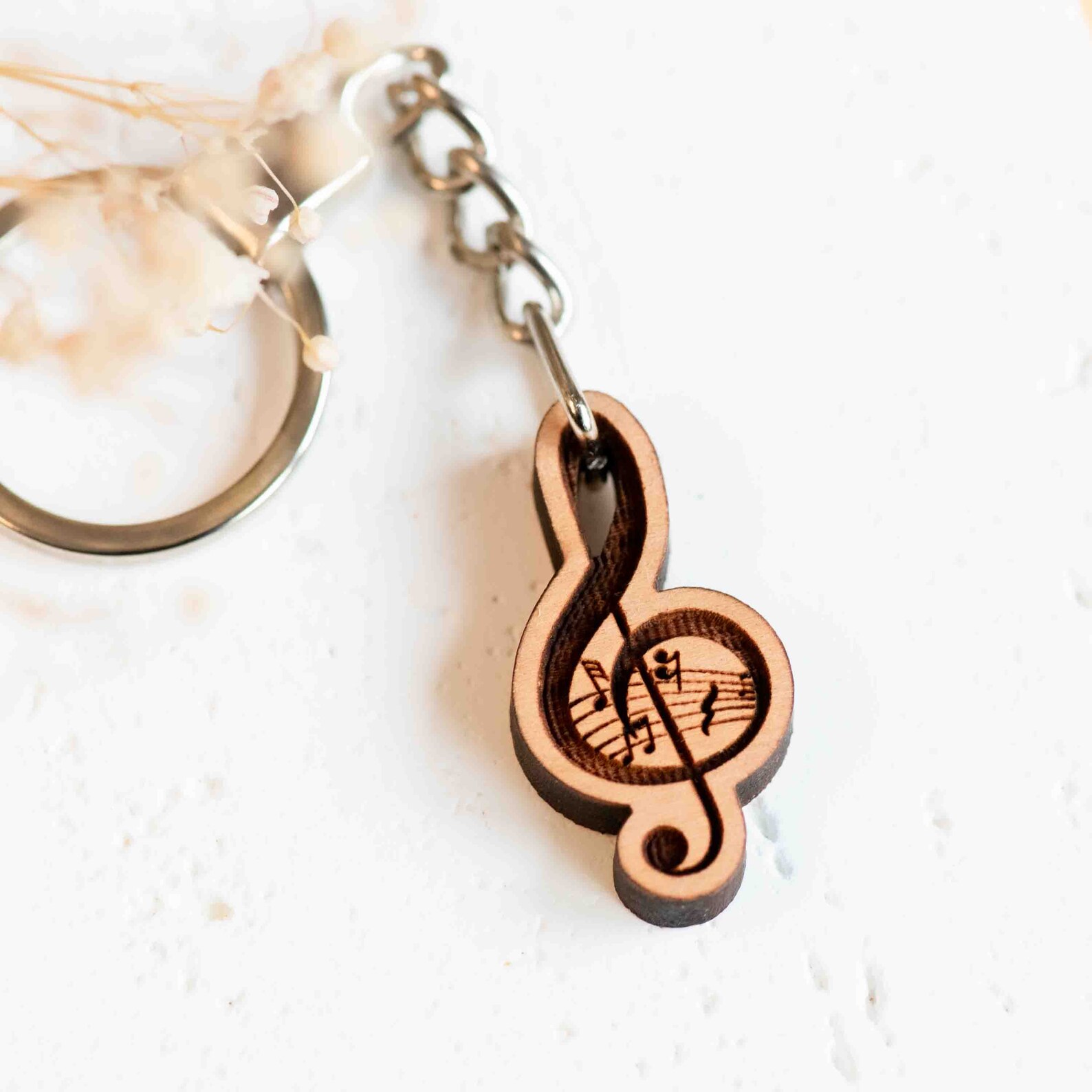 Handmade Wooden Clef Music Note Keyrings Keychain Keyring Womens Mens ...