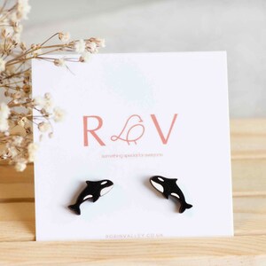 Hand-painted Killer Whale Earrings Orca Earrings Wooden Earrings image 4