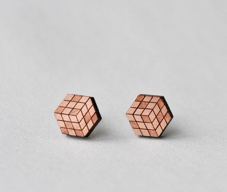 Rubiks Cube boucles doreilles boucles doreilles en bois stud cube boucles doreilles stud boucles doreilles boucles doreilles femmes boucles doreilles hommes boucles doreilles image 1