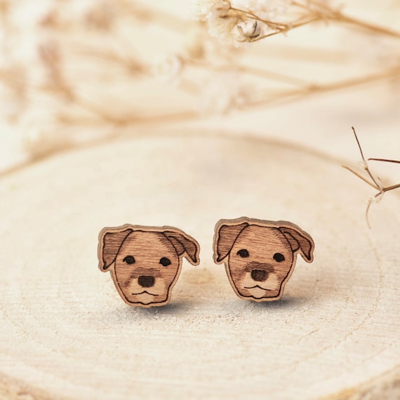 Handmade Wooden Earrings Border Terrier Earrings Dog Earrings