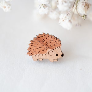 Handmade Wooden Pin Hedgehog Pin Girls Womens Gift