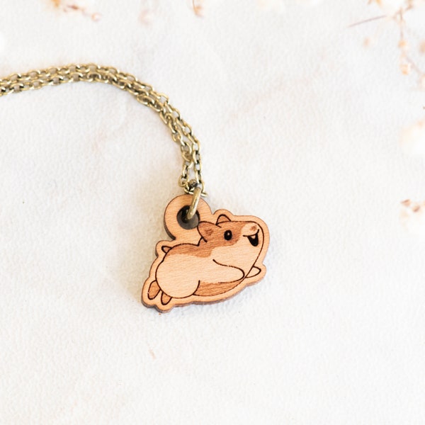 Handmade Wooden Necklace Running Hamster Necklace Womens Girls Necklace Gift by Robin Valley Studio