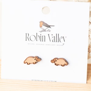 Handmade Wooden Earrings Cute Platypus Earrings Womens Stud Earrings Gift image 2