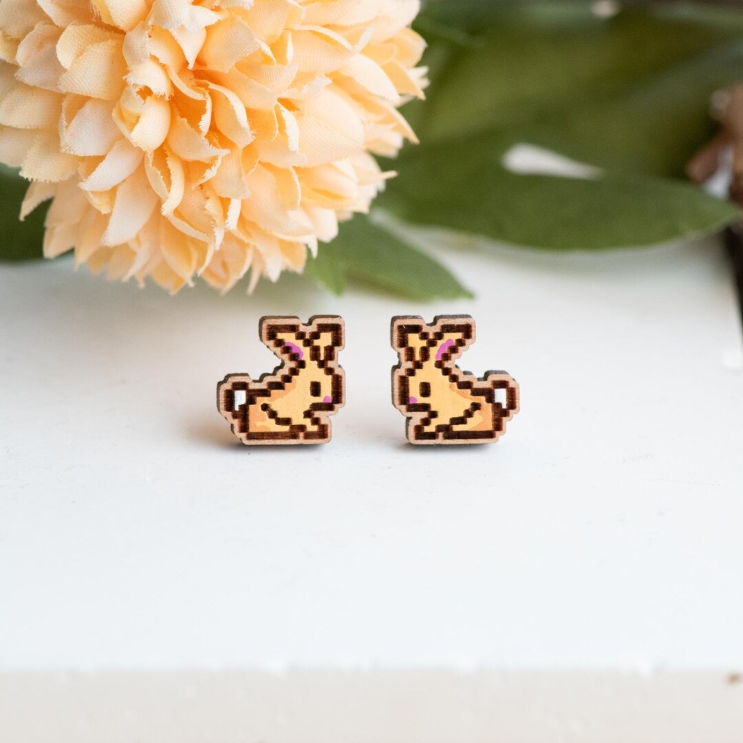 Handpainted Stardew Valley Rabbit Earrings Etsy