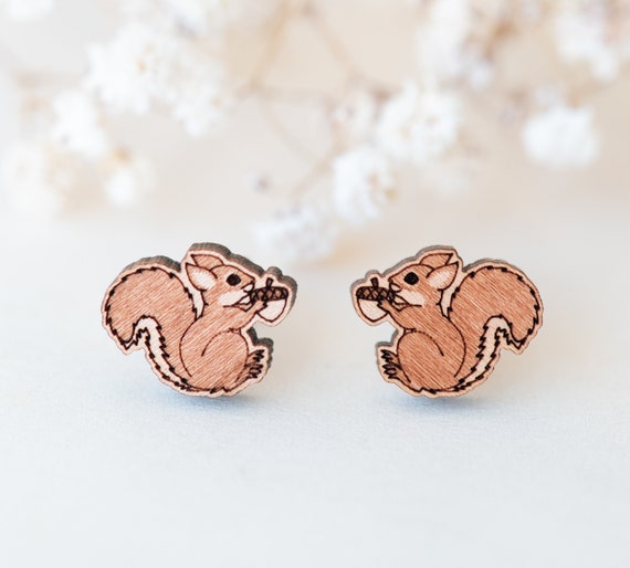 Wooden animal earrings clearance