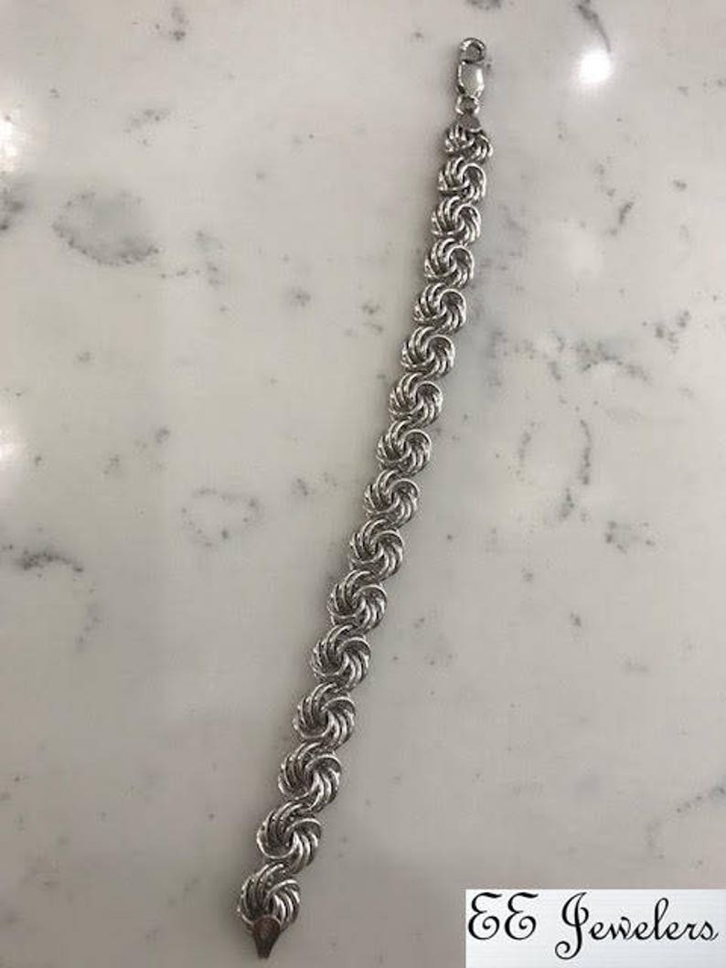 EE JEWELERS Beautiful 925 Sterling Silver Double Swirl Link Bracelet 7.5\u201d Perfect For Her Anniversary Christmas Birthday Gift Any Occasion