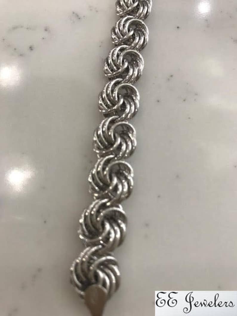 EE JEWELERS Beautiful 925 Sterling Silver Double Swirl Link Bracelet 7.5\u201d Perfect For Her Anniversary Christmas Birthday Gift Any Occasion
