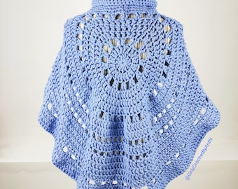 Crochet PATTERN Poncho / Asymmetrical Circular poncho / Small-Medium / Large / XL / XXL