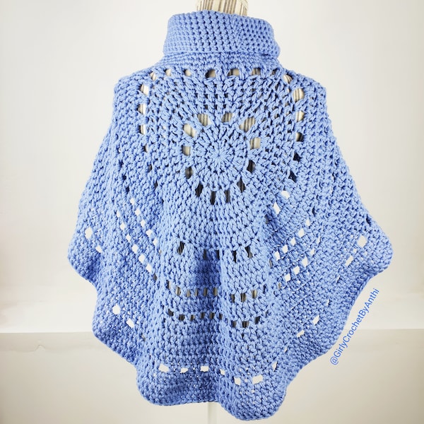 Crochet PATTERN Poncho / Asymmetrical Circular poncho / Small-Medium / Large / XL / XXL