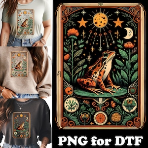 Gothic Frog Tarot Card png voor t-shirts, png-sublimatieontwerp, DTF-ontwerpafdrukbestand