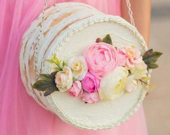 FLORAL NAKED Cake Bag / Purse - Cross body bag, cake bag, floral bag, pastel bag, pastel purse, custom cake bag,custom purse,floral purses