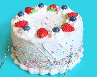 Berrylicious Cake sac/sac à main/embrayage-sacs à la main sur mesure, sacs à gâteau, arc-en-sacs à main, gâteau crème fouettée, sacs de Cuki, gâteaux de couche arc en ciel
