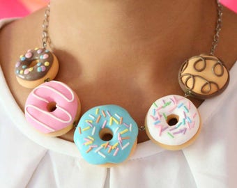 Perfect combo donut bundle necklace - donuts necklace, donuts necklace, donut necklaces, donuts necklaces, rainbow donuts, rainbow donut
