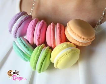 Rainbow Macarons necklace -macaron necklace,rainbow necklace, macarons necklace, macarons, rrainbow macarons,minty macarons,rainbow macarons