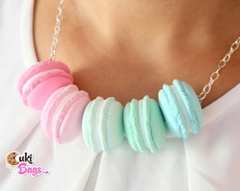 Colar de Macarons em Tons Pastel - colar de macarons, macarons artesanais, colar de macarons, macarons, macarons de menta, macarons com sabor de menta, macarons em tons pastel