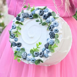 Blueberry Cake Bag / Purse - Cross body bag, cake bag, blackberry bag, pastel bag, pastel purse, custom cake bag,custom purse,cake purses