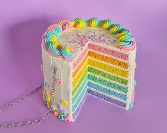 Cereal Rainbow Cake  BAG / PURSE / CLUTCH - custom handmade bags, cake bags, rainbow purses, whipped cream cake, cuki bags, novelty bag