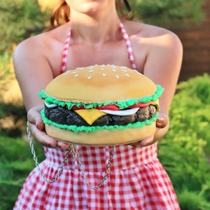 ハンバーガーバッグ/財布/クラッチ - カスタムハンドメイドバッグ、ハンバーガーバッグ、ハンバーガー財布、ハンバーガー、クキバッグ、財布、チーズバーガー財布