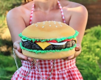 Hamburger  BAG / PURSE / CLUTCH - custom handmade bags, hamburger bags, hamburger purses, hamburgers, cuki bags, purses, cheeseburger purse