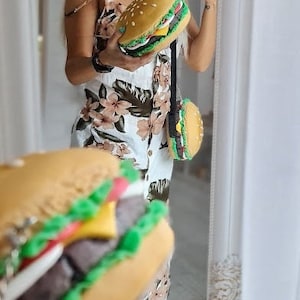 Hamburger BAG / PURSE / CLUTCH custom handmade bags, hamburger bags, hamburger purses, hamburgers, cuki bags, purses, cheeseburger purse image 3