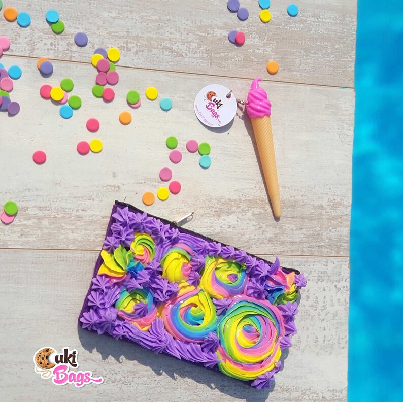colorful wallet Rainbow statement Purple Frosting Wallet WALLET COIN PURSE rainbow wallet novelty wallet handmade wallet Turquoise