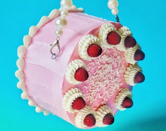 STRAWBERRY Cake Bag, strawberry purse, amazing purses, statement novelty bags, cake bags, funny bags, crazy purse, cake bag, pink cake bag