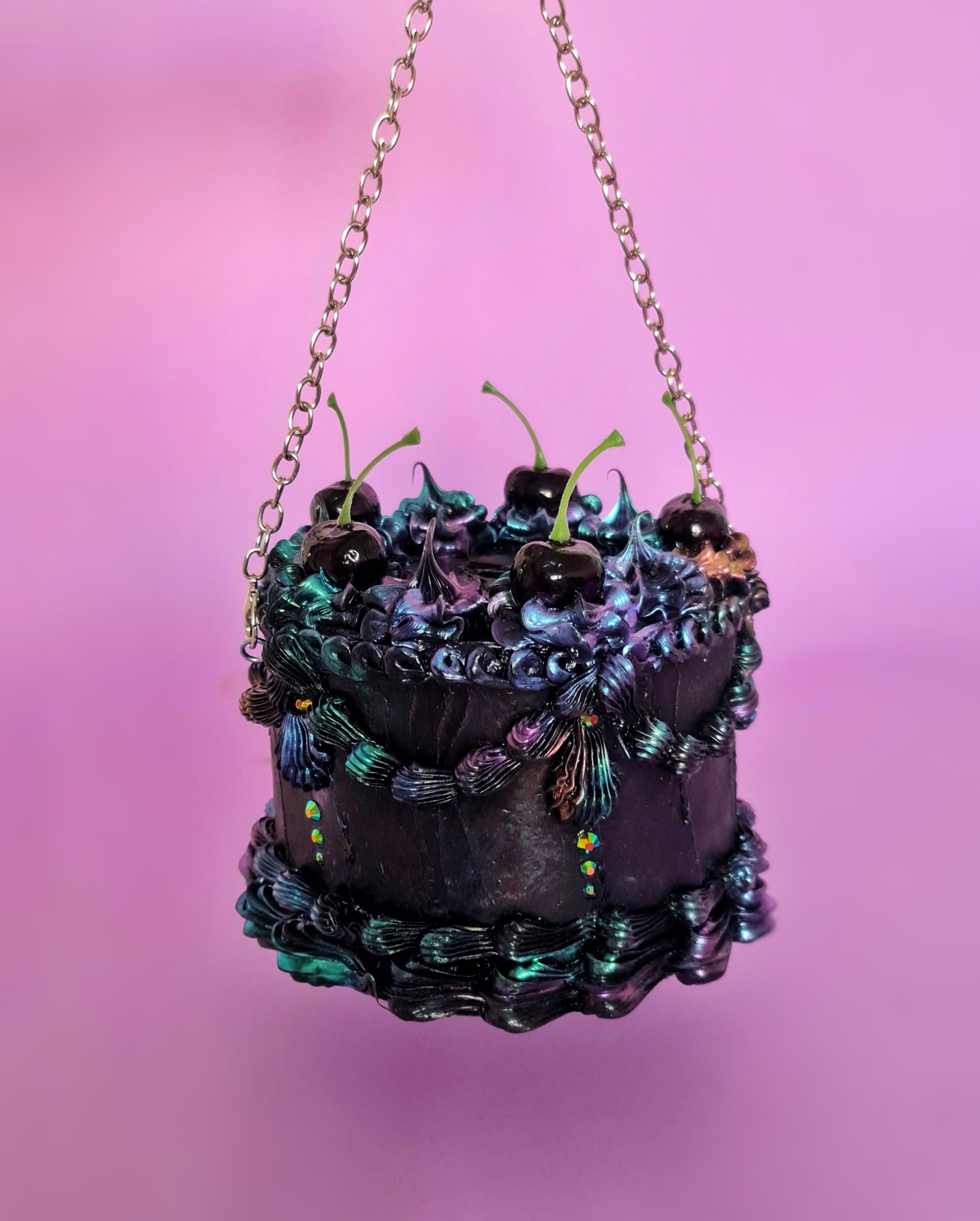 Glam Gothic Cake PURSE, glam gothic cake bag, goth cake bag, cake purse,gothic bag, gothic purse, goth bag, goth purse, iridescent cake