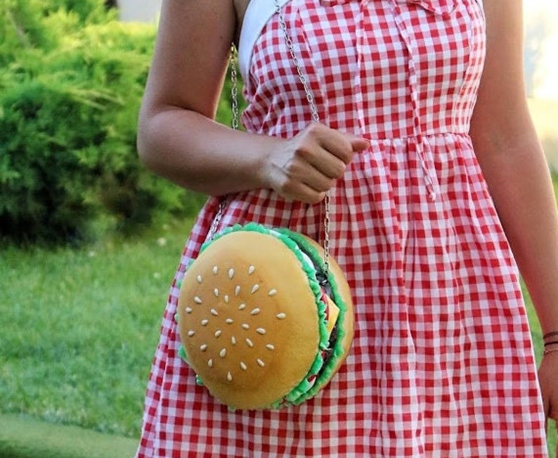 Hamburger BAG / PURSE / CLUTCH custom handmade bags, hamburger bags, hamburger purses, hamburgers, cuki bags, purses, cheeseburger purse image 2