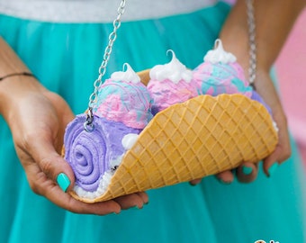 Ice Cream Taco Clutch / Purse - sacs faits à la main sur mesure, sacs de crème glacée, sacs à crème glacée, bourse à crème glacée, crème glacée faite à la main, rouleau de crème glacée