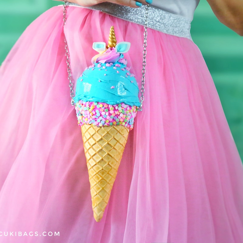 Unicorn Ice Cream Cone Pattern Print Crossbody Bags