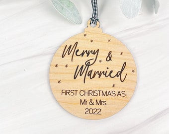 First Christmas Married Ornament |  Mr and Mrs Christmas Ornament | Our First Christmas Married as Mr and Mrs Ornament | Personalized