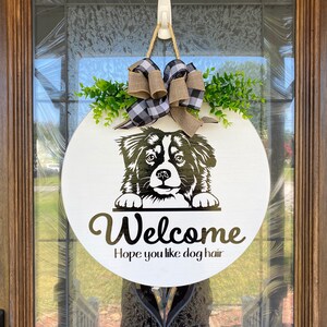 Door Decoration, Australian Shepherd Welcome Sign, Front Door Decor, Dog, Wood Door Sign, Front Door Sign, Year Round Wreath, Dog Wreath