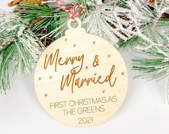 First Christmas Married Ornament |  Mr and Mrs Christmas Ornament | Our First Christmas Married as Mr and Mrs Ornament | Personalized