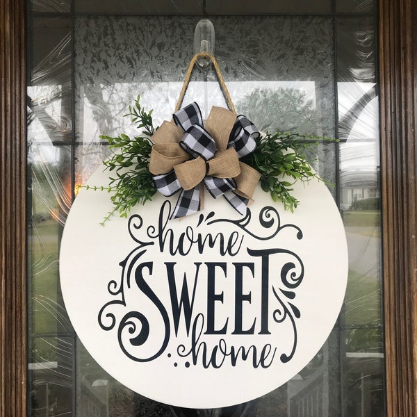 Front Door Decor | Front Door Wreath | Home Sweet Home | Door Sign | Door Hanger | Housewarming Gift | Wreath for Front Door Year Round
