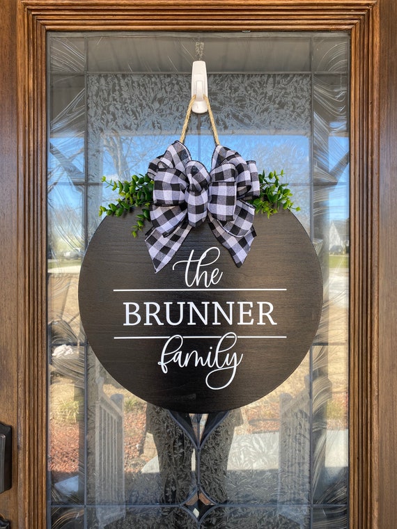 24" Round Personalized Name Door Hanger-Family Name Decor-Capital Letter-DS1059 