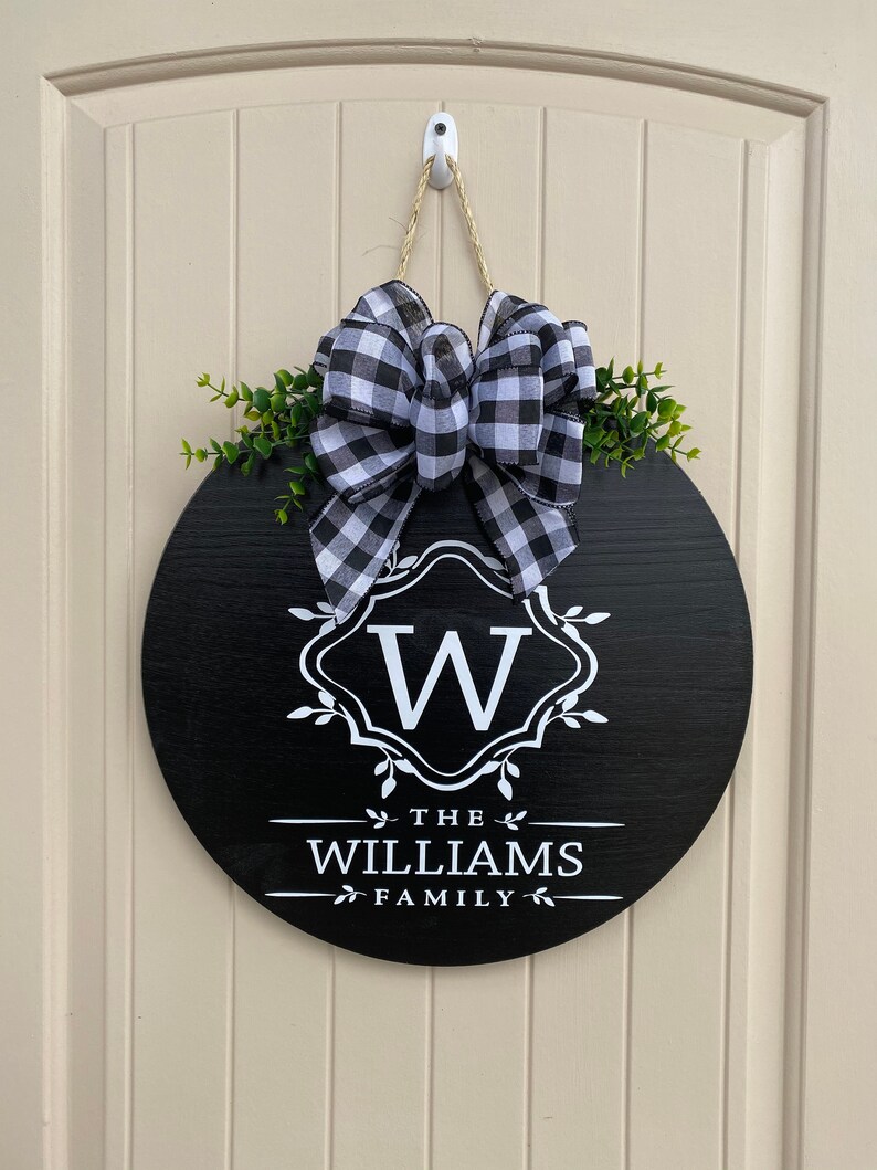 Personalized Door Hanger Last Name Sign Front Door Decor Etsy