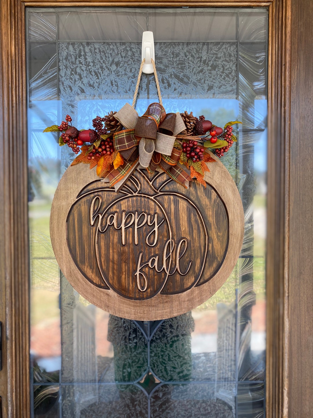 Fall Decor Happy Fall Sign Fall Door Hanger Fall Wreath - Etsy
