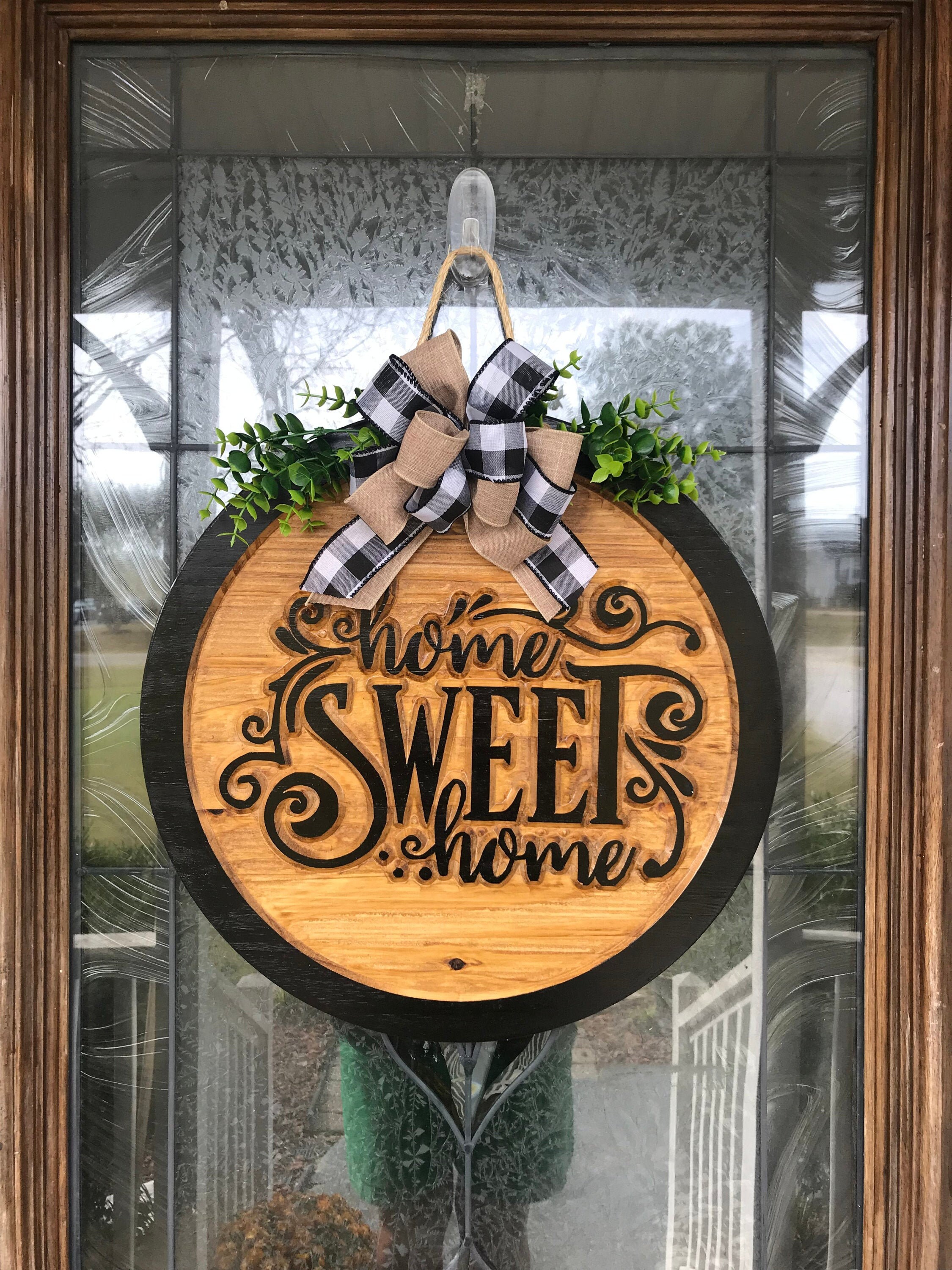 Home & Living Wreaths & Door Hangers Home sweet home wreath sign Wooden
