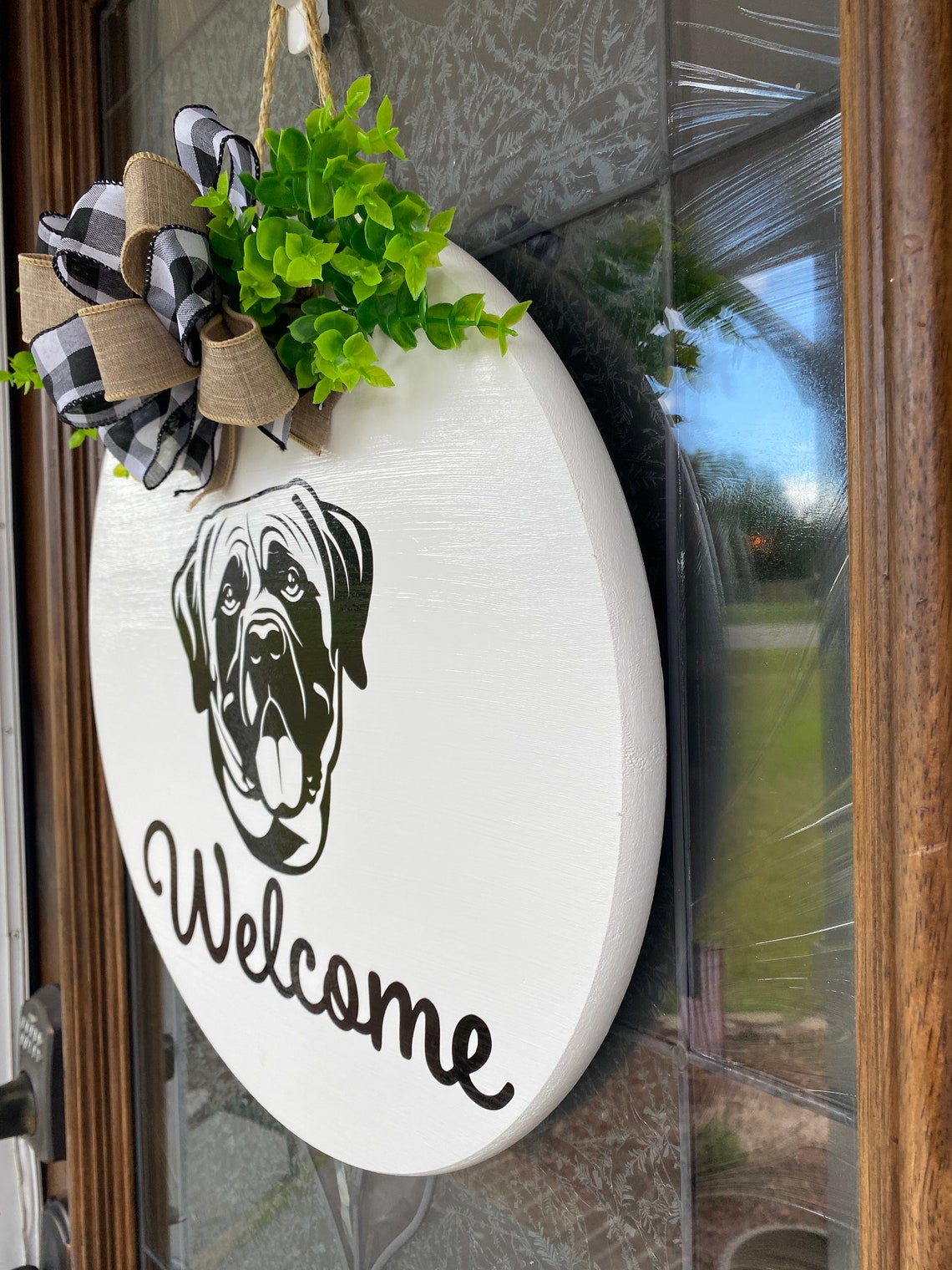 Door Decoration Mastiff Sign Front Door Decor Dog Etsy