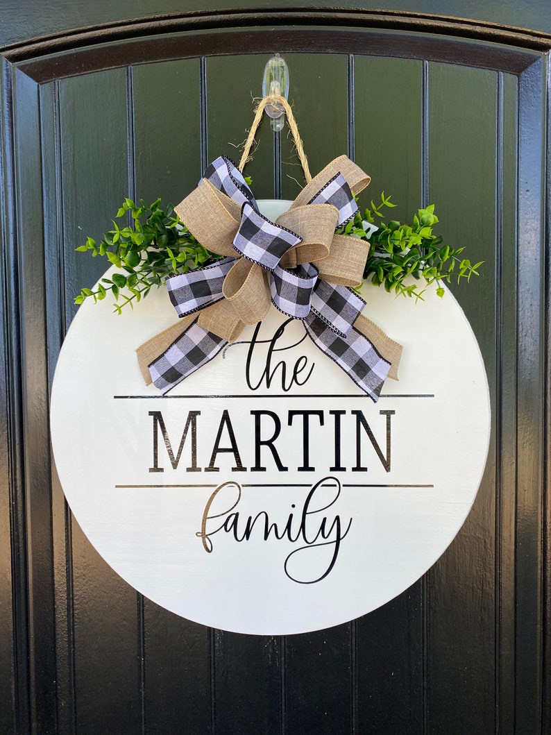 Front Door Decor Last Name Family Name Door Hanger Door Wreath Housewarming Gift Home Decor Last Name Sign Personalized Gift image 5