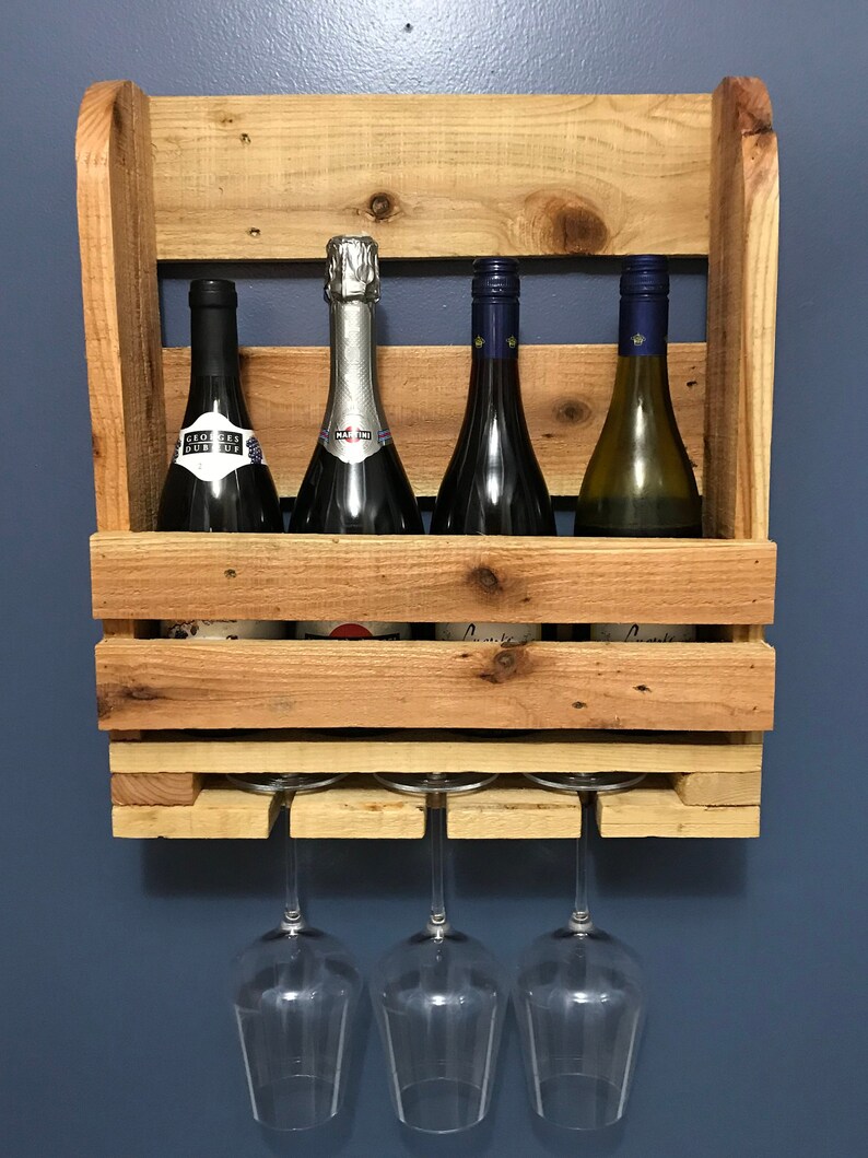 Rustic Wine Rack Pallet Wine Rack Bar Shelf Wine Storage Etsy