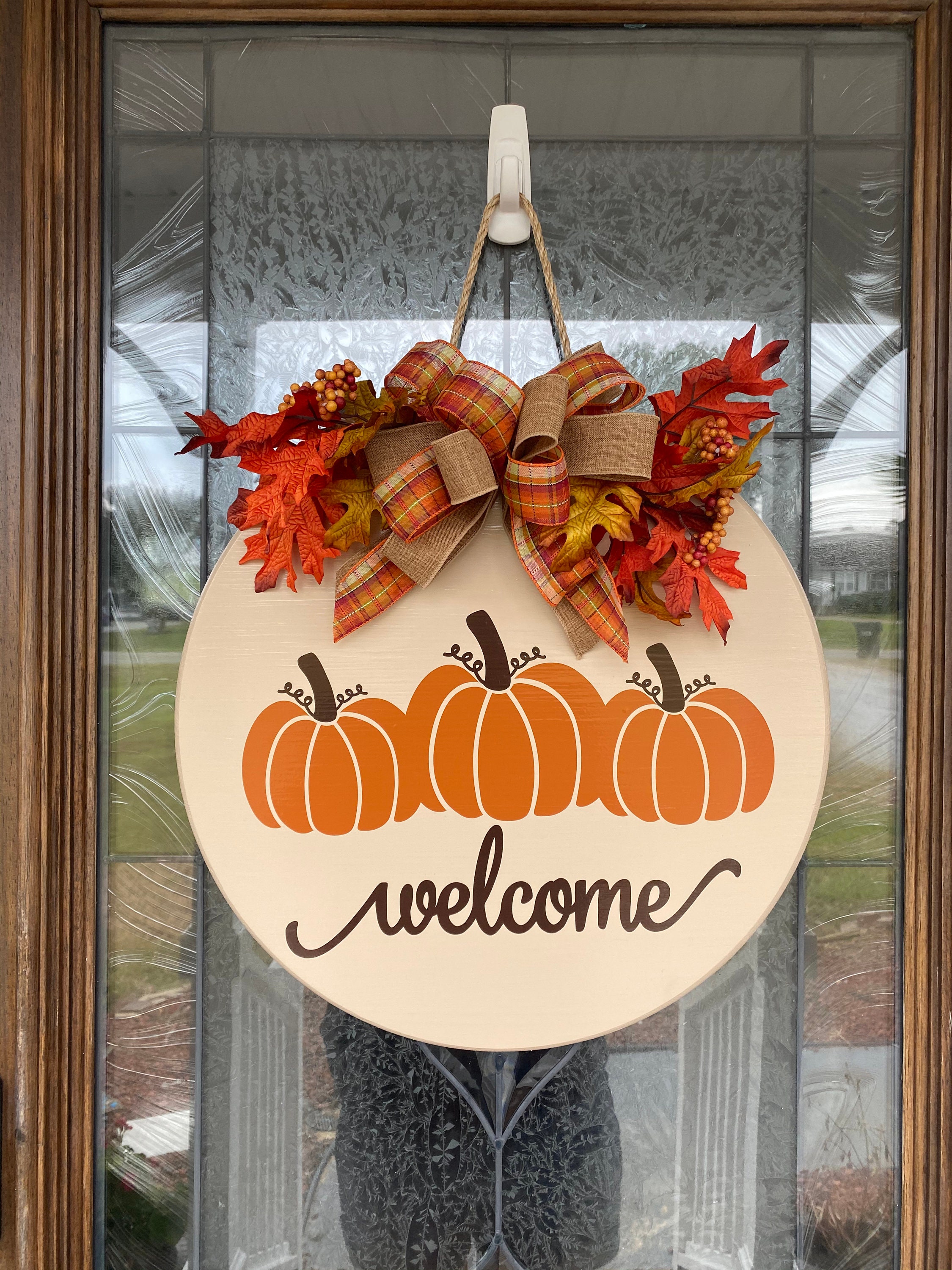 Welcome Sign Door Hanger Fall Wreath Fall Decor Fall | Etsy